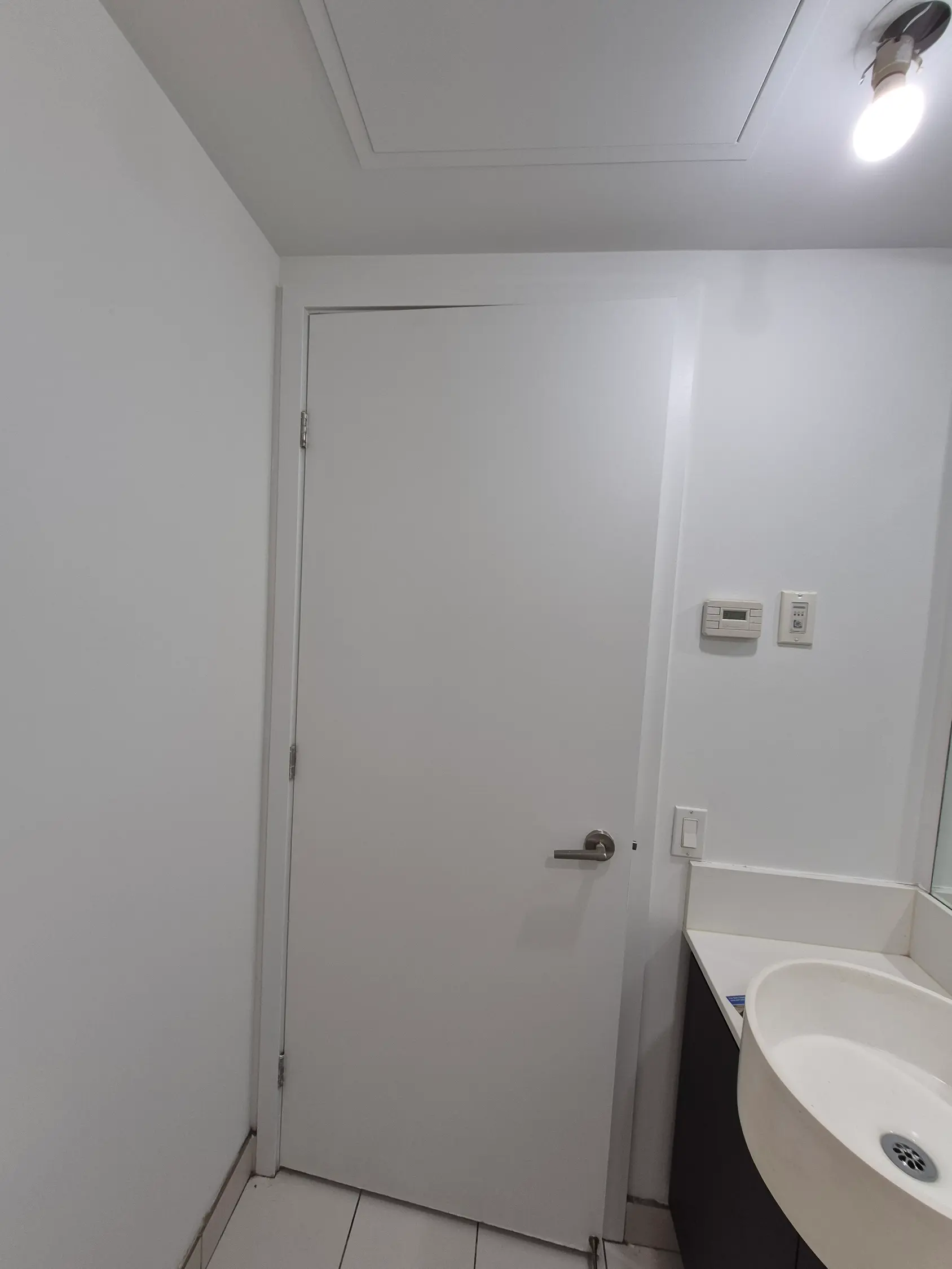 freshly painted condo bathroom door